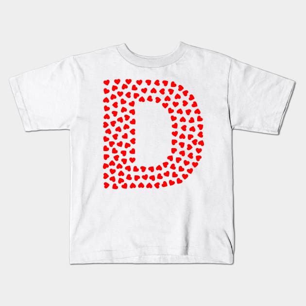 Letter D Heart Shape Initial Kids T-Shirt by Sanu Designs